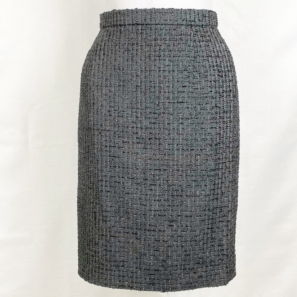 ESCADA Tweed Wool Charcoal Gray Pencil Skirt